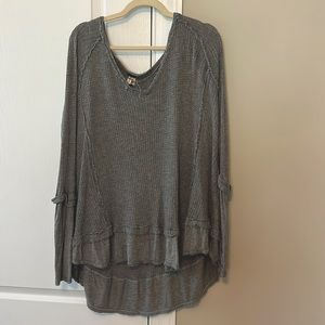 Free People Grey Thermal Tee | Size M